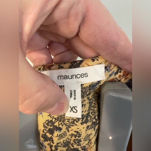 Maurices Babydoll Dress Yellow Floral Short Flutter Sleeve Tiered Ruffle XS - Picture 6 of 11